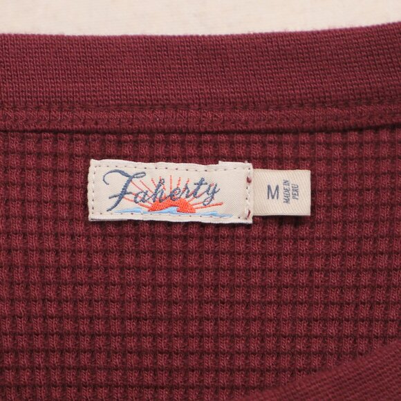 FAHERTY Women's Legend Waffle Knit Crew Neck Long Sleeve Top Maroon Size M - Picture 6 of 7